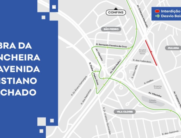 Interdição da Avenida Cristiano Machado altera trânsito durante a noite em BH