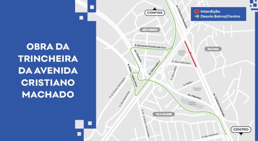 Interdição da Avenida Cristiano Machado altera trânsito durante a noite em BH